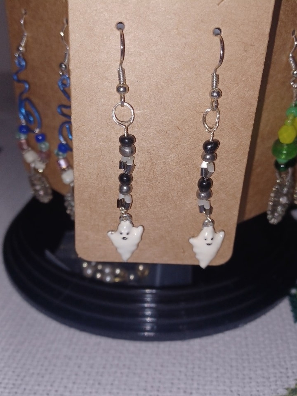 Handmade White Ghost Charm Drop Earrings